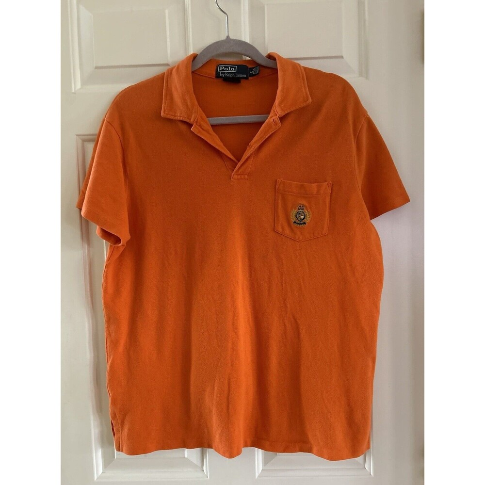Polo Ralph Lauren Pima Cotton Polo Mens Large Orange Polo Crest Vintage